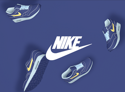 Nike 3d 3d art abstract art artwork blue cinema4d design graphic illustration modelling nike nike shoes