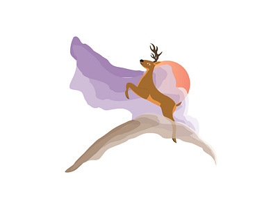 Sky Jump Deer Illustration Concept