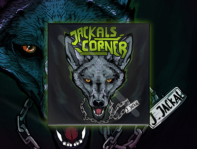 jackals project animal beast branding cover cover artwork dark drawing green illustration poster typogaphy wolf wpap