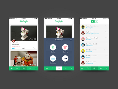 LS 2.0 - Browse, post & activity app flat iphone iphone6 mobile social ui ux
