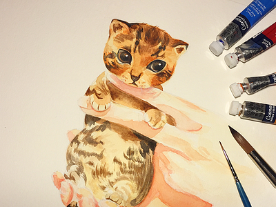 Watercolor kitten kitten painting watercolor