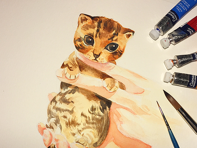 Watercolor kitten