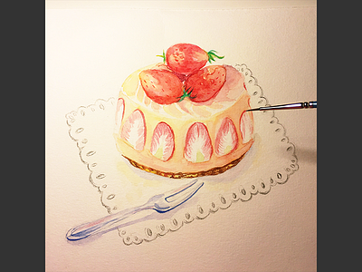 Watercolor Sweets - Cheesecake art card dessert handdrawn painting watercolor