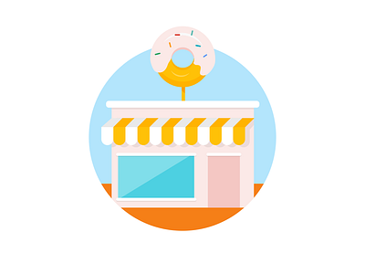 Places: Donut Store donut flat icon illustration store tourism