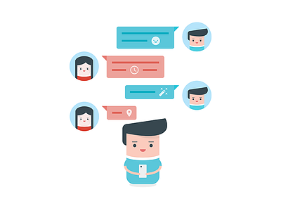 Step 2: Book & connect with a local guide character chat flat icon illustration people pill profile