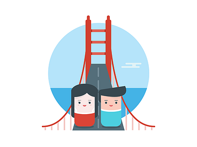 Tour the bridge bridge flat golden gate icon illustration people tour tourism