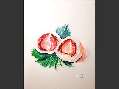 Watercolor Sweets - Strawberry Mochi dessert drawing food illustration mochi painting strawberry watercolor