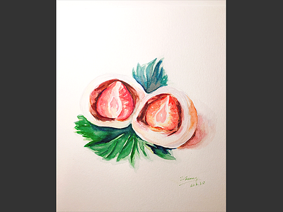 Watercolor Sweets - Strawberry Mochi