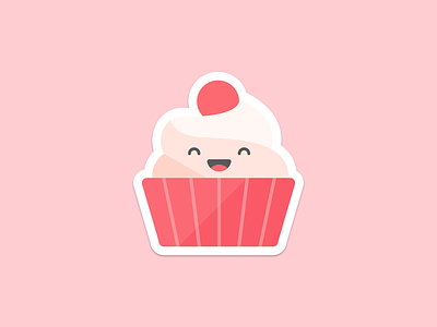 Lady Cupcake! cupcake dessert flat food icon illustration sticker