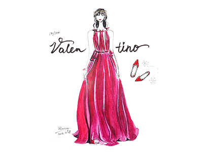 [10/100] Valentino drawing fashion illustration handdrawn painting watercolor