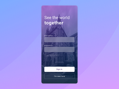 Sign up screen for mobile app