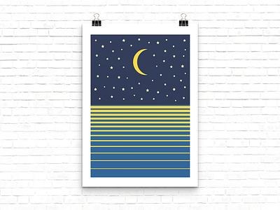 Ocean Moon print design graphic design illustration illustrator poster print