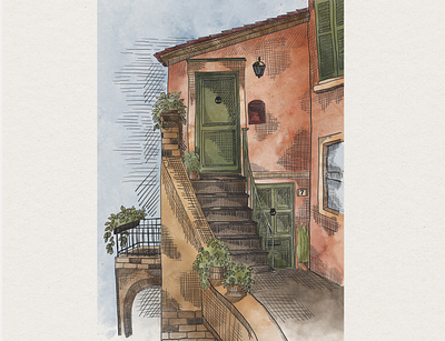 Italy building italy procreate procreate art travel watercolor art watercolors