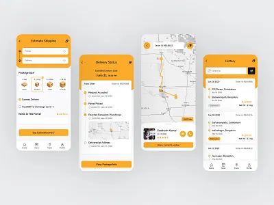 Courier Delivery App business courier app courier delivery courier services delivery delivery app delivery boy delivery services figma logistics mobile app movers packing parcel parcel delivery parcel services shipment shipping tracking tracking app
