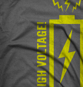 "High Voltage!" Shirt grey shirt yellow