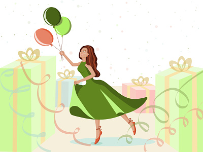 Праздник adobe illustrator illustration logo веселье лента подарки серпантин счастье шары