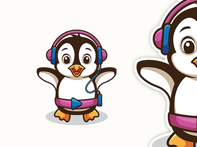 Penguin Play Music animation brandidentity cartoon cartoon character cartoonlogo cartoonmascot character illustration logo mascot penguin