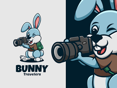 Bunny Travelers Cartoon Logo animal bunny bunny logo camera cartoon cartoon character cartoonlogo character design logo mascot rabbit travelers