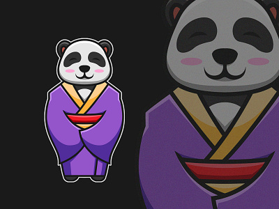 Panda Kimono cartoon character cute cute animal cute art feminime japanese kimono logo mascot panda