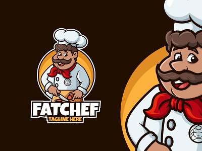 Fat Curly Chef black cartoon chef curly food food app illustration logo mascot