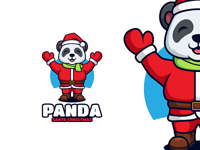 Panda Santa Christmas cartoon character christmas logo mascot panda santa claus