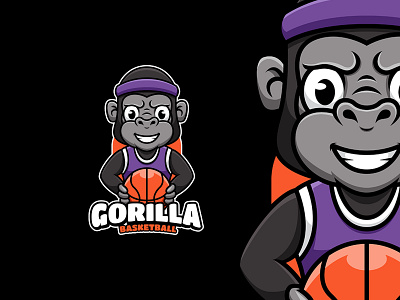 Gorilla Basketball Preview Post animal ape basketball cartoon cartoon character cartoonlogo character gorilla illustration mascot sport