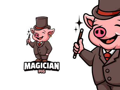 Pig Magician Preview Post animal cartoon cartoonlogo character character design illustration logo mascot pig vector