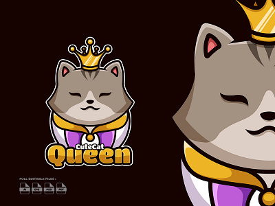 Cute Cat Queen Preview animal cartoon cat character cute girl logo luxury mascot queen