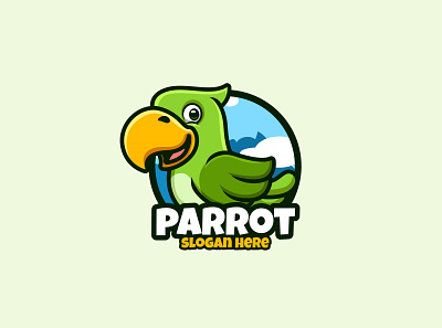 Green Parrot animal bird branding cartoon cartoon character character design illustration logo mascot parrot ui