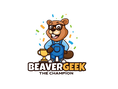 Beaver Geek The Champion animal beaver branding cartoon cartoon character character design geek illustration logo mascot ui