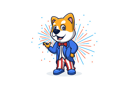 American Doge american animal cartoon cartoon character character doge hero illustration logo mascot patriot shiba inu uncle sam