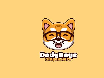 Daddy Doge animal cartoon character coin dog doge illustration logo mascot shiba inu