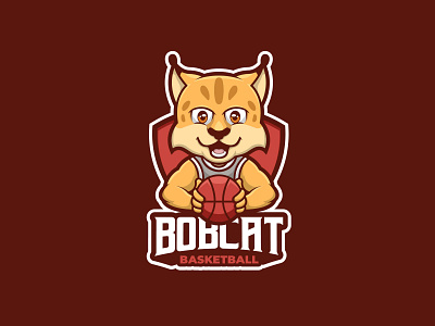Bobcat Basketball Mascot Logo animal basketball bobcat branding cartoon cartoon character character design esport illustration logo mascot ui