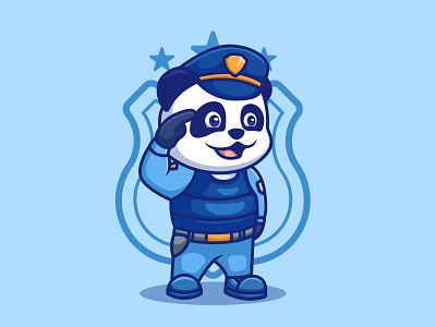 Panda Police animal branding cartoon cartoon character character design illustration logo mascot panda police ui