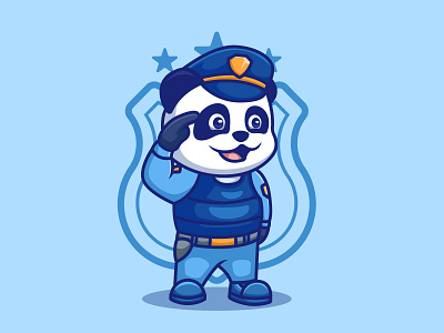 Panda Police animal branding cartoon cartoon character character design illustration logo mascot panda police ui