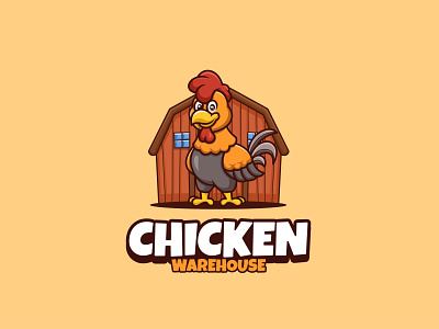 Chicken Warehouse Cartoon Logo animal branding business cartoon cartoon character character chicken company design illustration logo mascot ui warehouse