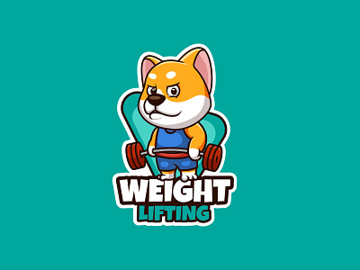 Doge Weight Lifting animal branding cartoon character crypto design dog doge illustration logo mascot ui weightlifting