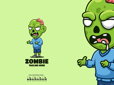 Zombie Cartoon Logo branding cartoon cartoon character character design halloween illustration logo mascot ui zombie