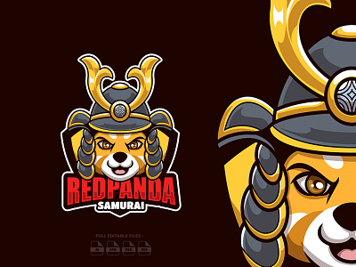 Red Panda Samurai Mascot Logo