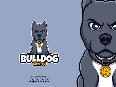 Bulldog Crypto animal branding bulldog cartoon cartoon character character crypto design dog illustration logo mascot ui