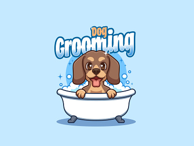 Dog Grooming Logo animal branding cartoon cartoon character character design dog grooming illustration logo mascot pet pet care ui