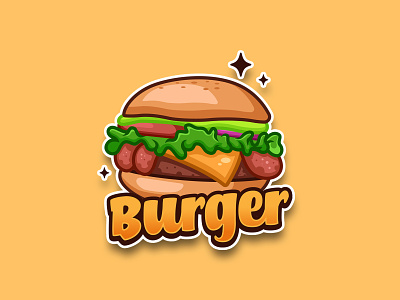 Burger Logo branding burger cartoon cartoon character character design fastfood food illustration kitchen logo mascot ui