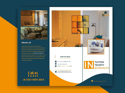 HOME INTERIOR DESIGN TRI-FOLD BROCHURE brochure brochure design brochure layout brochure template brochure tri fold home interior design minimalist business card