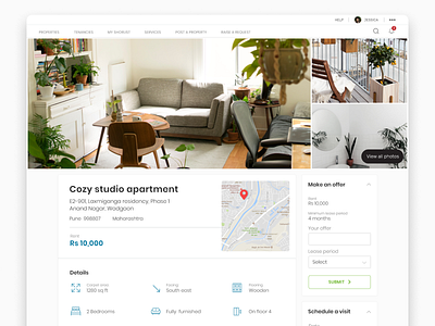 Property rental platform shot 1 design desktop design desktopui flat property ui uidesign uiux ux uxdesign