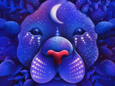 LEO blue glow horoscope illustration leo magical moon nature night night sky procreate stars whimsy