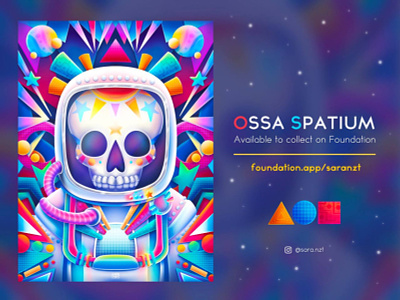 Ossa Spatium abstract colorful colors digitalart form foundation foundation.app illustration llustration nft procreate skeleton space spaceskeleton symmetrical