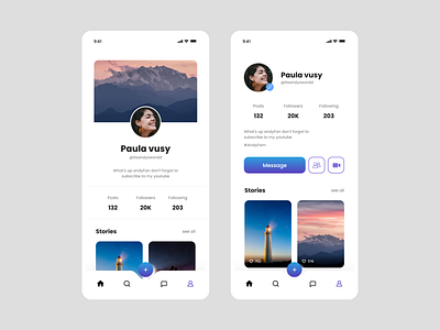 Profile App UI branding chat app facebook profile instagram profile instagram stories instagram template messaging app profile screen profile ui social app ui ui ux design ui ux trends ux design