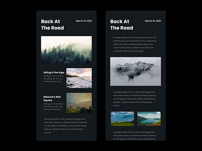 Minimal Blogging App- Dark Mode blog app ui dark mode design ios app magazin app ui minimal ui news app photography ui ui ui ux design webdesign webflow wordpress blog wordpress theme