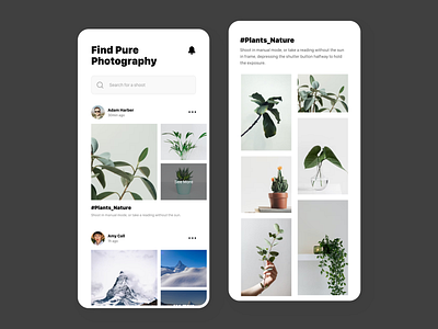 Photography app ui andoid design app ui design design design inspiration ios app minimal ui mobile ui nature app ui photo gallery app photography photography app ui photography blog plant app plant shop sharing photos app typography ui ui ux ui ux design ux design