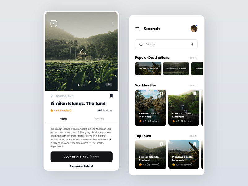 Travel App Design by Oussama ELBAZ on Dribbble